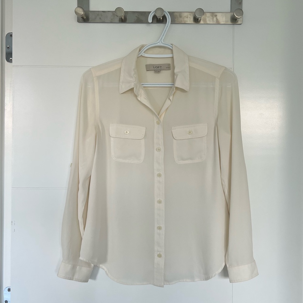 LOFT Cream White Button Up Shirt